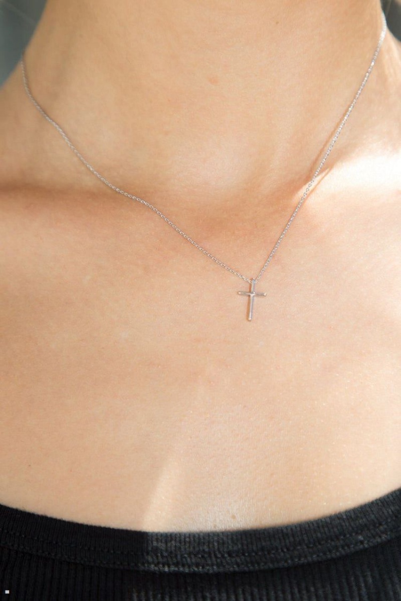 Collier Brandy Melville Cross Argent | EOF-68613770